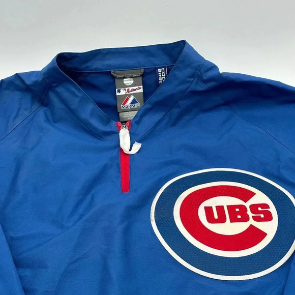 Majestic Other - AUTHENTIC MAJESTIC Cool Base Chicago Cubs Windbreaker Size M 1/4 Zip  Blue